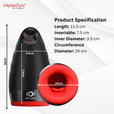 Close-up of Otouch product specifications showing 13.5cm length and 3.5cm diameter
